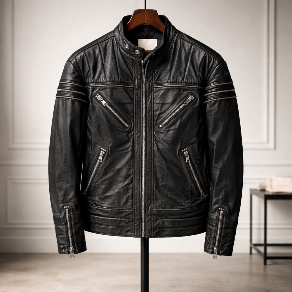Diesel Black Leather Moto Jacket
